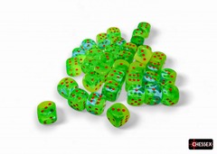 Gemini Plasma Green-Teal/orange Luminary 12mm d6 Dice Block (36 dice) - CHX26870